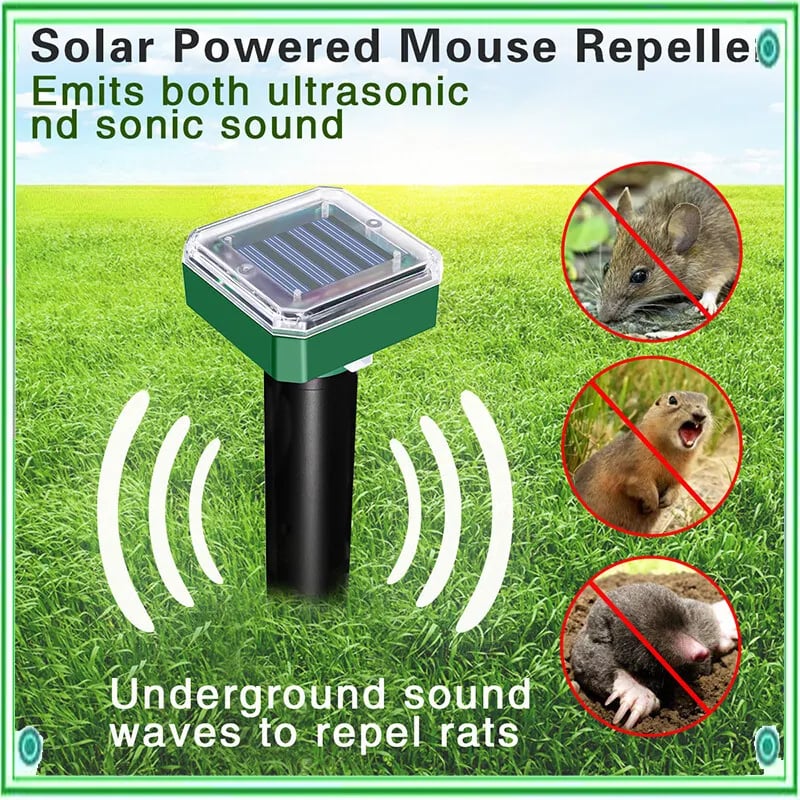 Upgraded 7000ft🔥Solar Power Ultrasonic Gopher Mice Mole Pest Snake Repellent