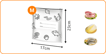 Reusable Aluminum Foil Sealed Fresh Keeping Bags, Double Zipper Leakproof Moisture Proof Food Storage Pouch for Fridge Freezer Meat Vegetable