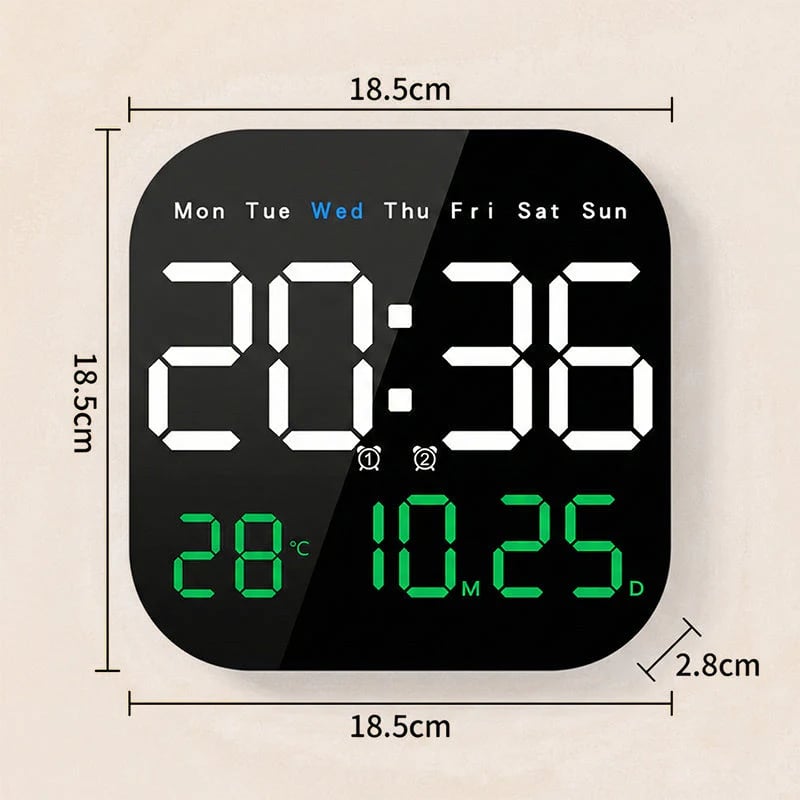 ⏰ Modern Multifunctional Digital Clock ✅ Remote Control Adjustable Brightness | Wall Mount/Desk Stand Clock with Date & Temperature