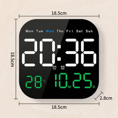 ⏰ Modern Multifunctional Digital Clock ✅ Remote Control Adjustable Brightness | Wall Mount/Desk Stand Clock with Date & Temperature