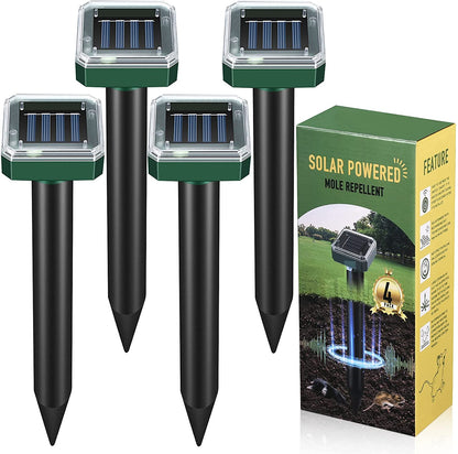 Upgraded 7000ft🔥Solar Power Ultrasonic Gopher Mice Mole Pest Snake Repellent