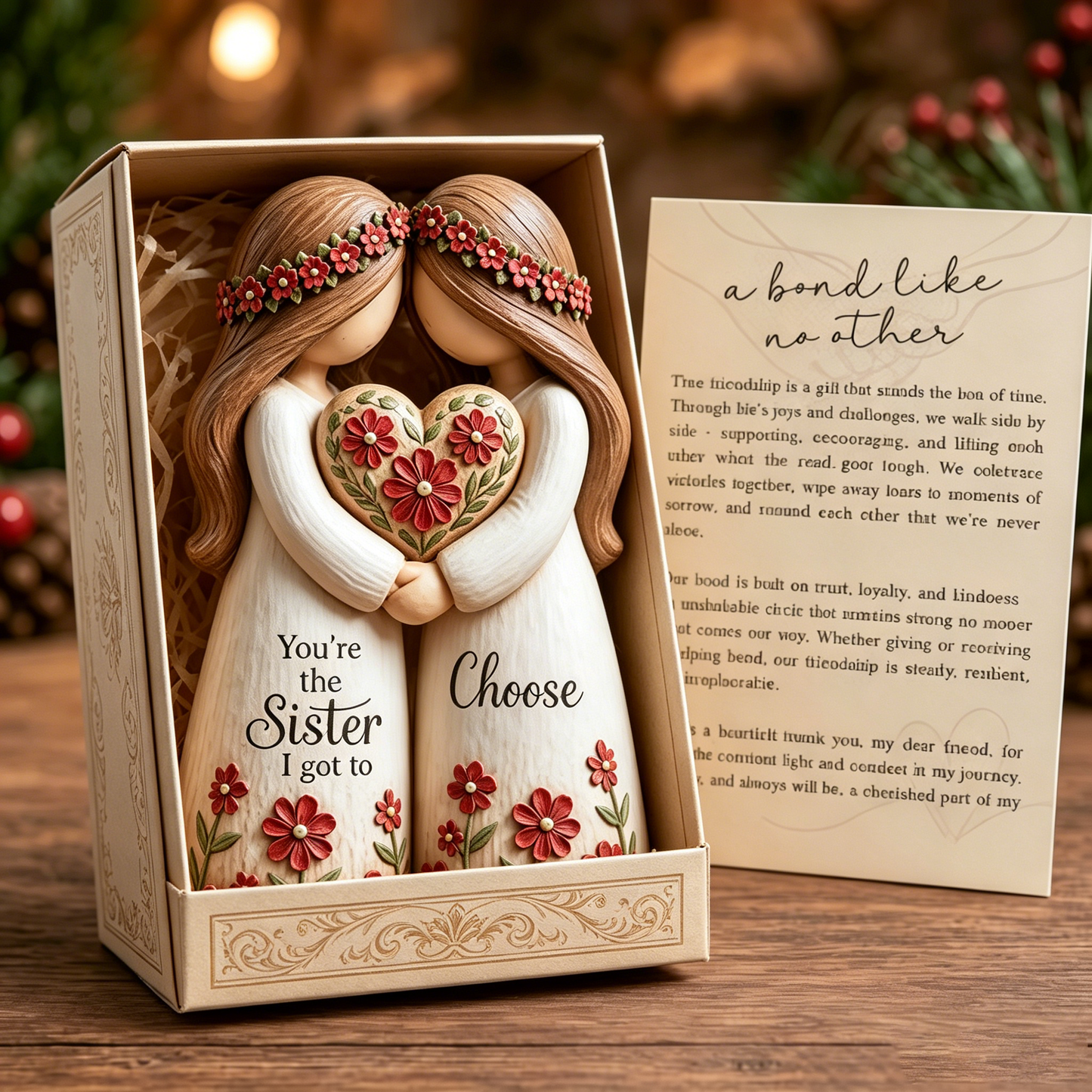 🤦‍♀️Handcrafted "You’re the Sister I Got to Choose" Friendship Figurine | 💗Best Friend Gift