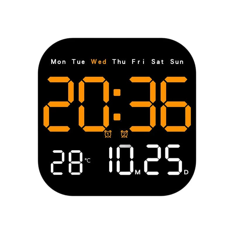 ⏰ Modern Multifunctional Digital Clock ✅ Remote Control Adjustable Brightness | Wall Mount/Desk Stand Clock with Date & Temperature