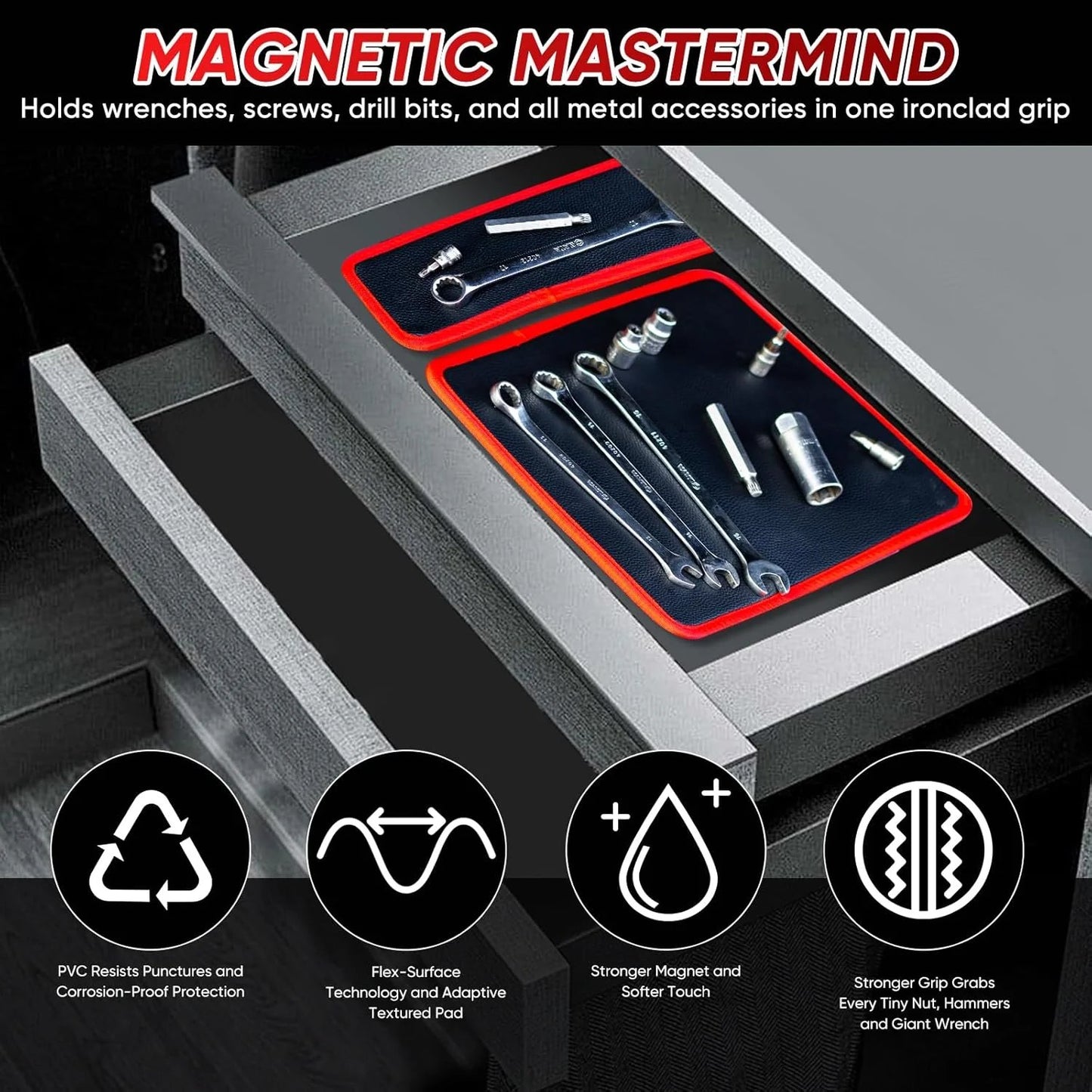 🧲Magnetic Tool Tray & Mat – IP-Safe, Flexible, Non-Slip Workshop Organizer