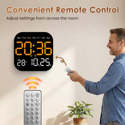 ⏰ Modern Multifunctional Digital Clock ✅ Remote Control Adjustable Brightness | Wall Mount/Desk Stand Clock with Date & Temperature