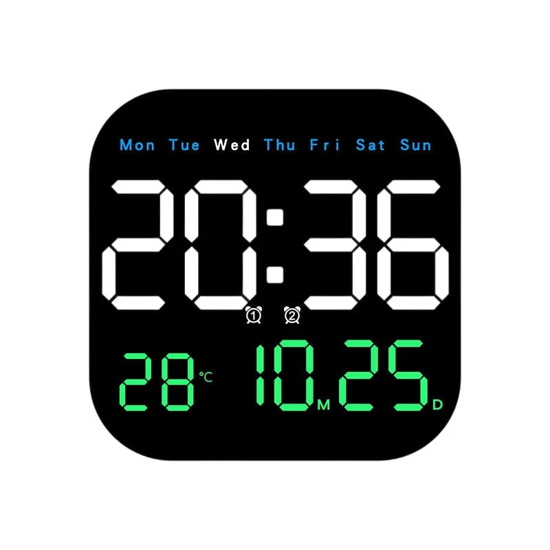 ⏰ Modern Multifunctional Digital Clock ✅ Remote Control Adjustable Brightness | Wall Mount/Desk Stand Clock with Date & Temperature