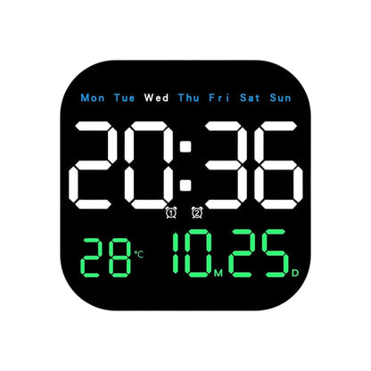 ⏰ Modern Multifunctional Digital Clock ✅ Remote Control Adjustable Brightness | Wall Mount/Desk Stand Clock with Date & Temperature