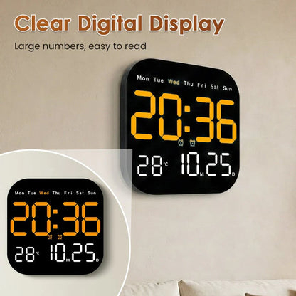⏰ Modern Multifunctional Digital Clock ✅ Remote Control Adjustable Brightness | Wall Mount/Desk Stand Clock with Date & Temperature
