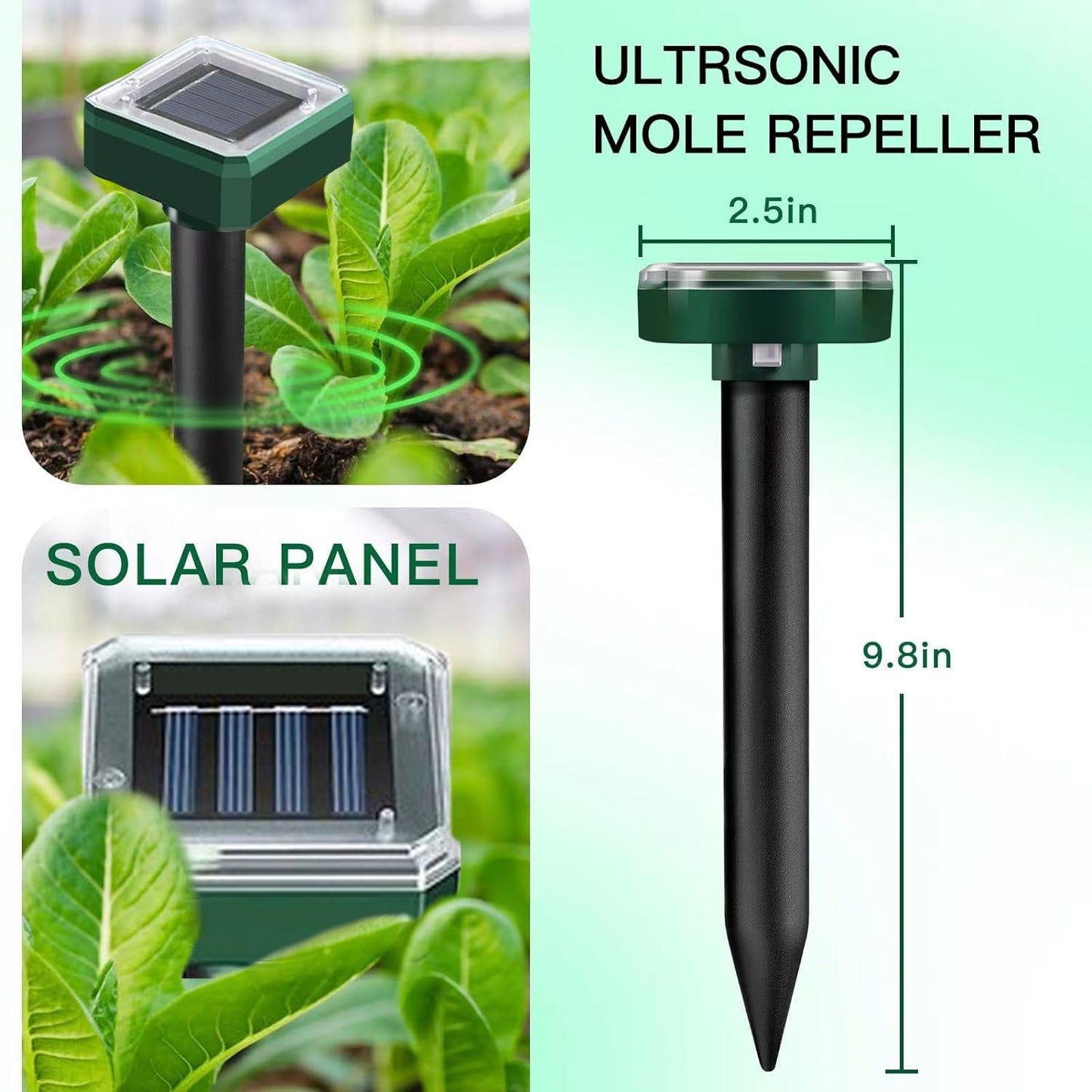 Upgraded 7000ft🔥Solar Power Ultrasonic Gopher Mice Mole Pest Snake Repellent