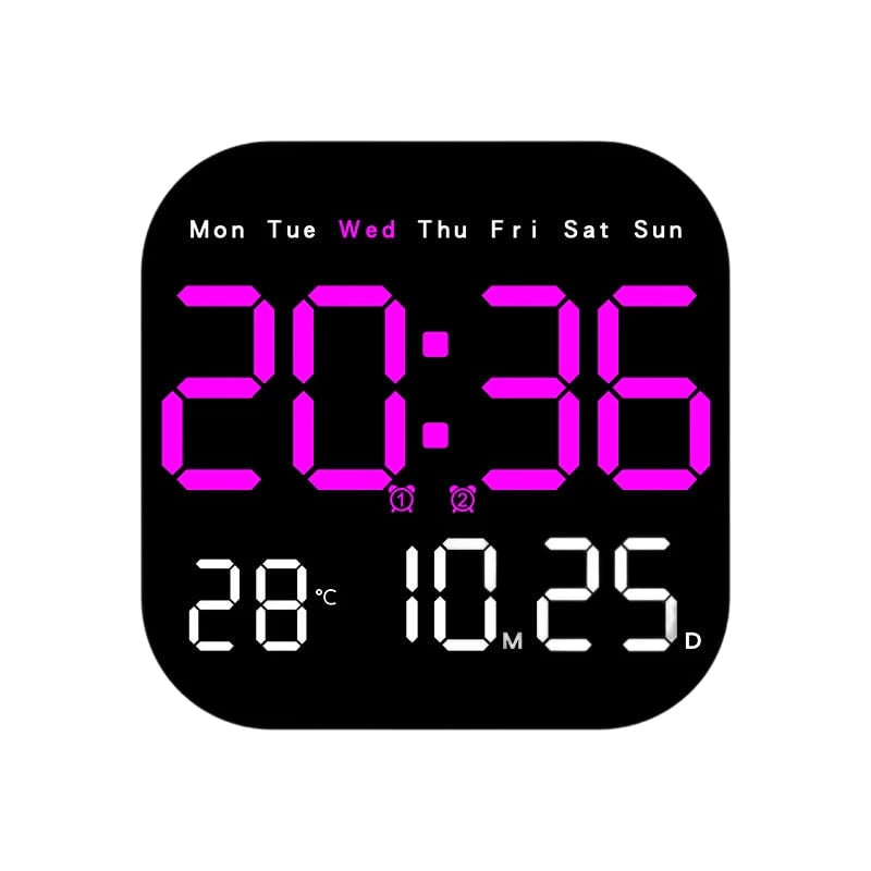 ⏰ Modern Multifunctional Digital Clock ✅ Remote Control Adjustable Brightness | Wall Mount/Desk Stand Clock with Date & Temperature