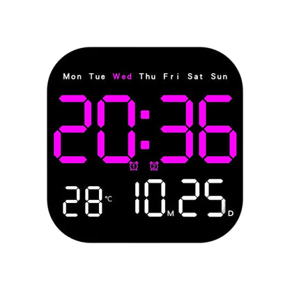 ⏰ Modern Multifunctional Digital Clock ✅ Remote Control Adjustable Brightness | Wall Mount/Desk Stand Clock with Date & Temperature