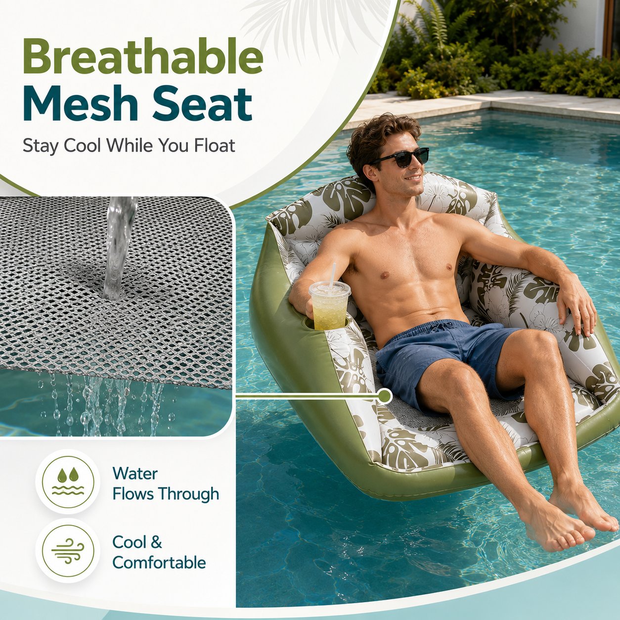🛋️ 3-in-1 Inflatable Pool Lounge Chair🎁