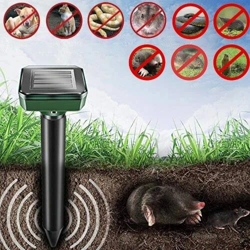Upgraded 7000ft🔥Solar Power Ultrasonic Gopher Mice Mole Pest Snake Repellent