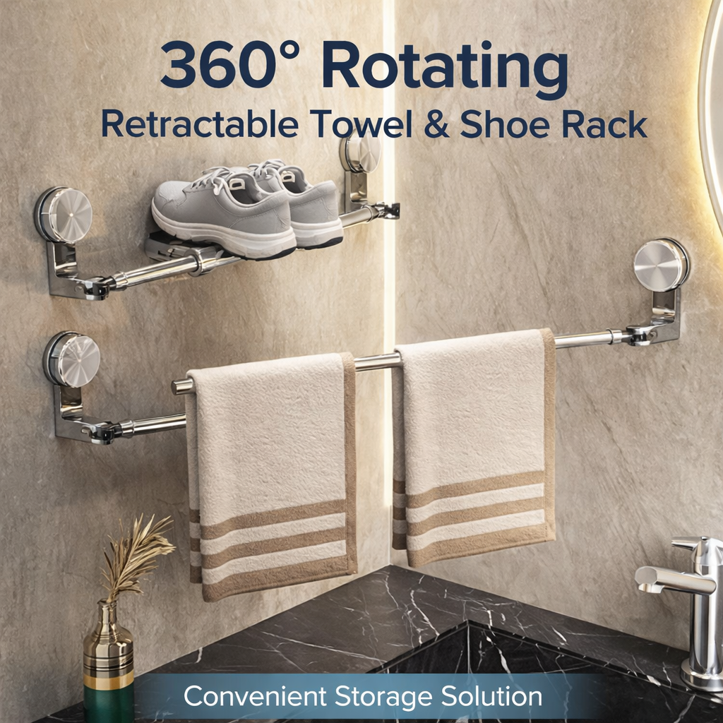 🔥Hot Sale - 49% OFF🔥360° Rotating Retractable Towel & Shoe Rack