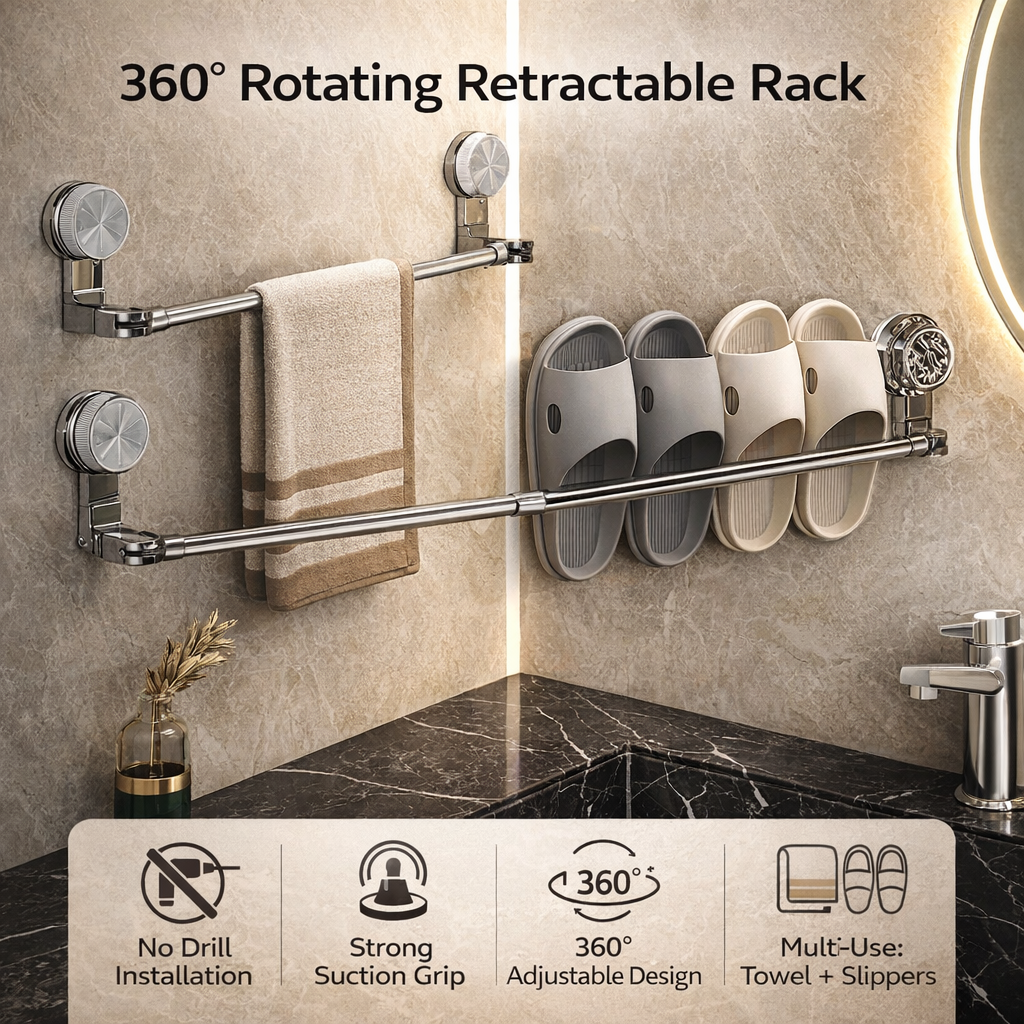 🔥Hot Sale - 49% OFF🔥360° Rotating Retractable Towel & Shoe Rack