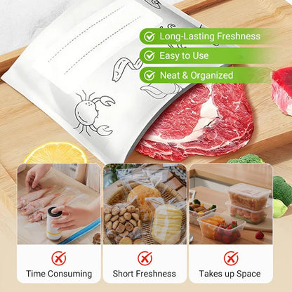 Reusable Aluminum Foil Sealed Fresh Keeping Bags, Double Zipper Leakproof Moisture Proof Food Storage Pouch for Fridge Freezer Meat Vegetable
