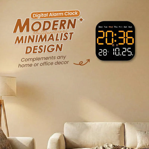 ⏰ Modern Multifunctional Digital Clock ✅ Remote Control Adjustable Brightness | Wall Mount/Desk Stand Clock with Date & Temperature