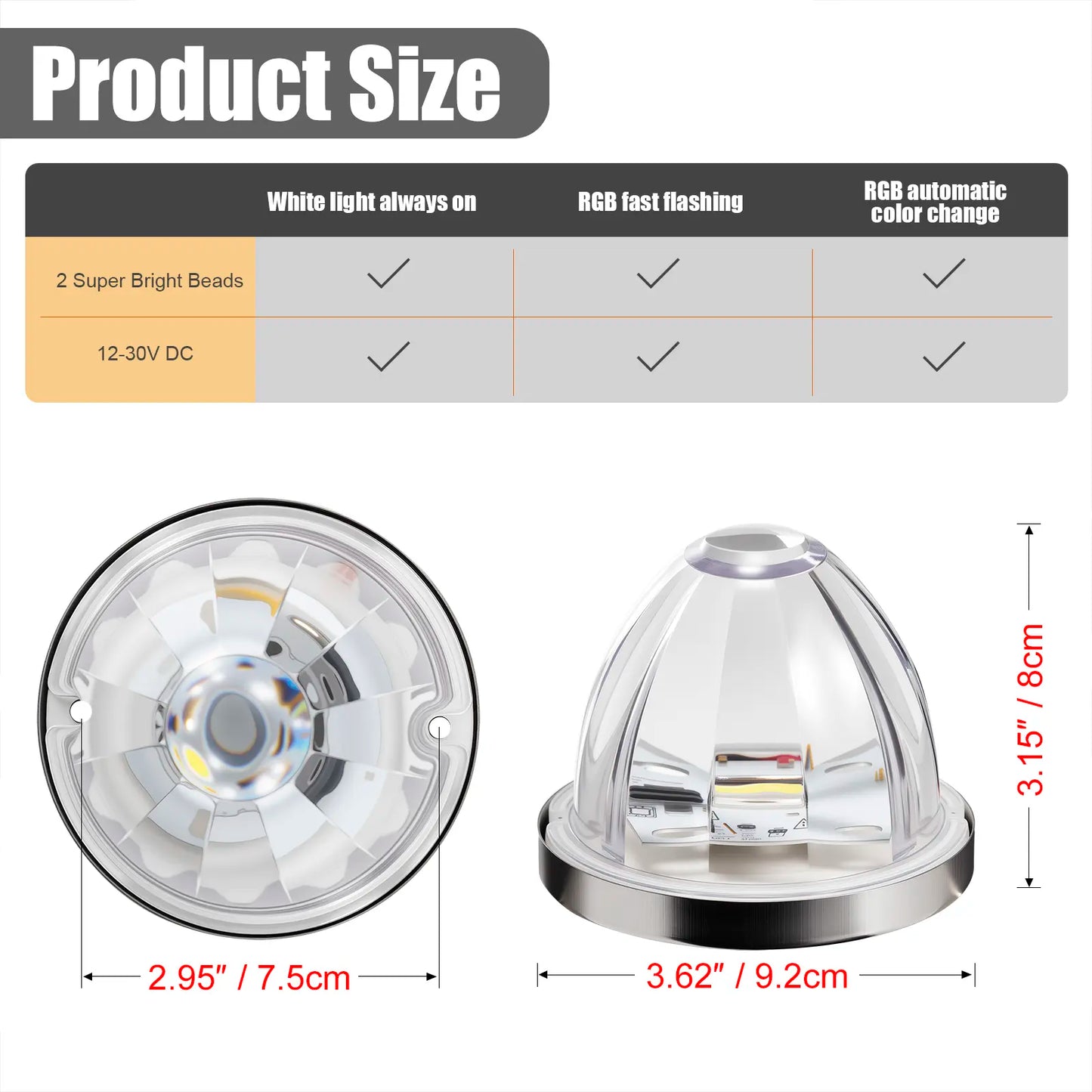 3/4 Inch LED Amber Watermelon Side Marker Light