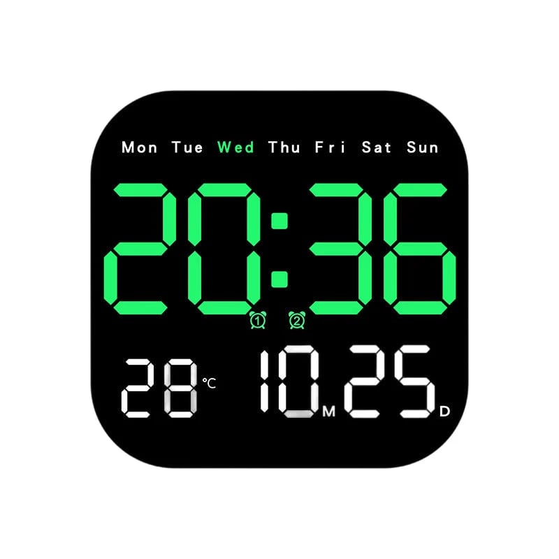 ⏰ Modern Multifunctional Digital Clock ✅ Remote Control Adjustable Brightness | Wall Mount/Desk Stand Clock with Date & Temperature
