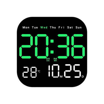 ⏰ Modern Multifunctional Digital Clock ✅ Remote Control Adjustable Brightness | Wall Mount/Desk Stand Clock with Date & Temperature