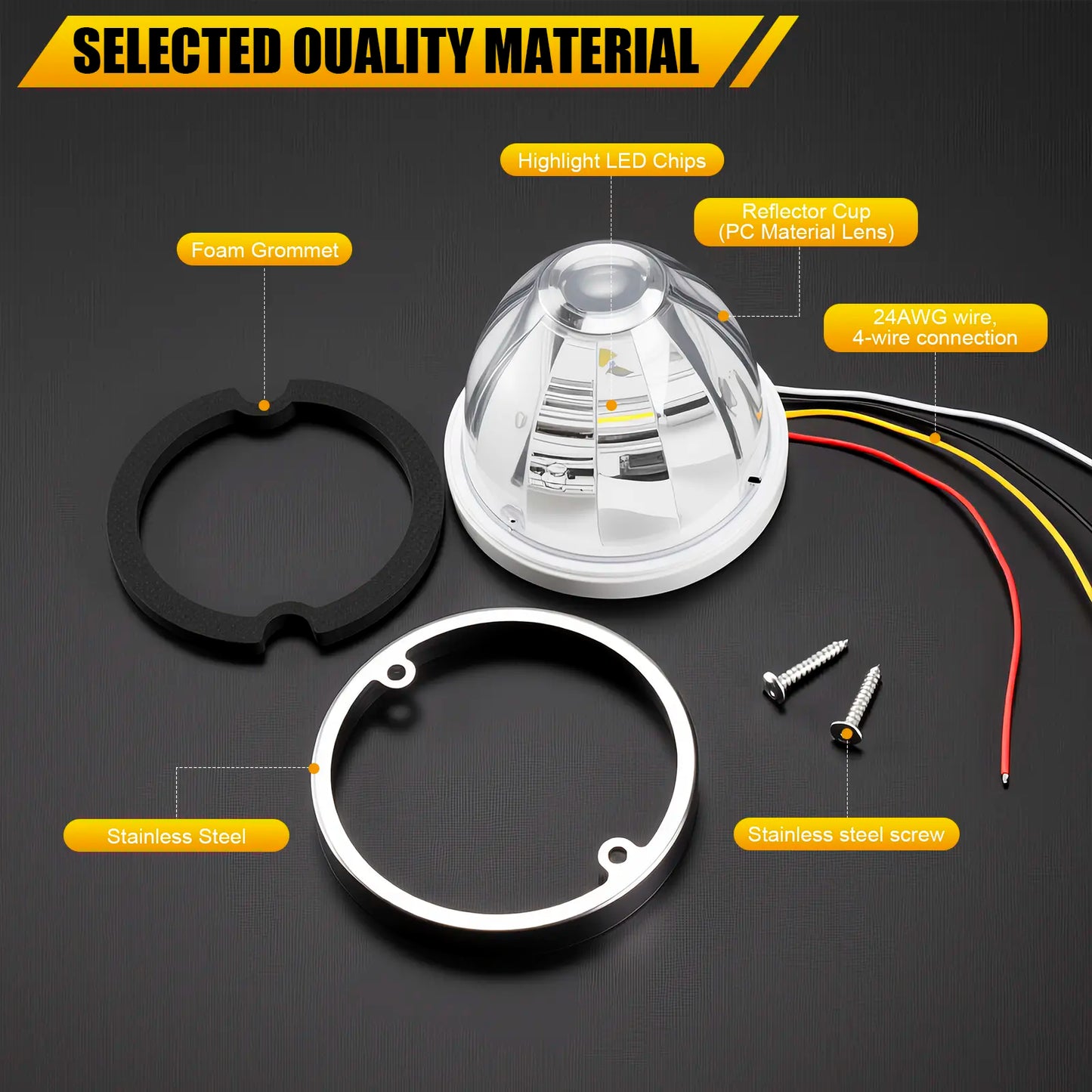 3/4 Inch LED Amber Watermelon Side Marker Light
