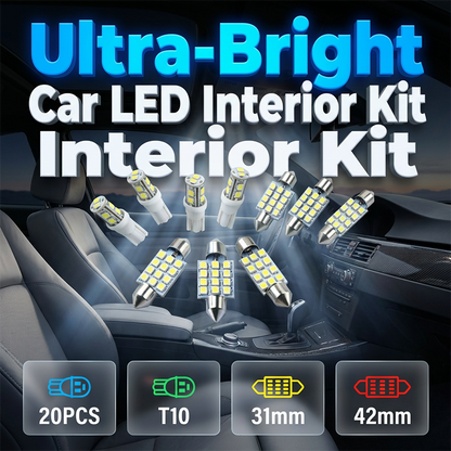 🚗LED Car Lighting Kit: Includes roof lights, T10 parking lights, dual-tip reading lights, license plate lights, and interior lights
